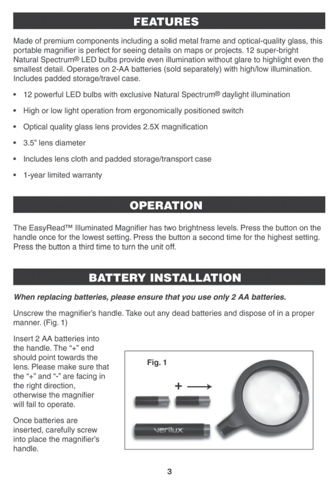 Verilux VM02 manual 