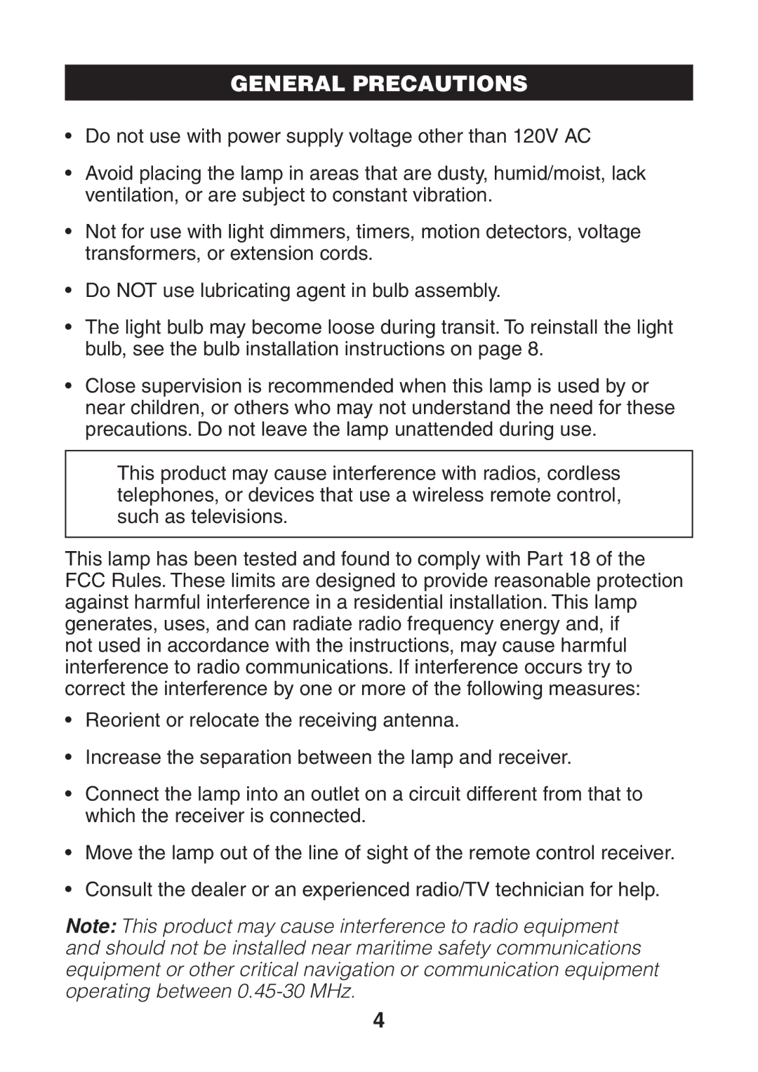 Verilux VP02 manual General Precautions 