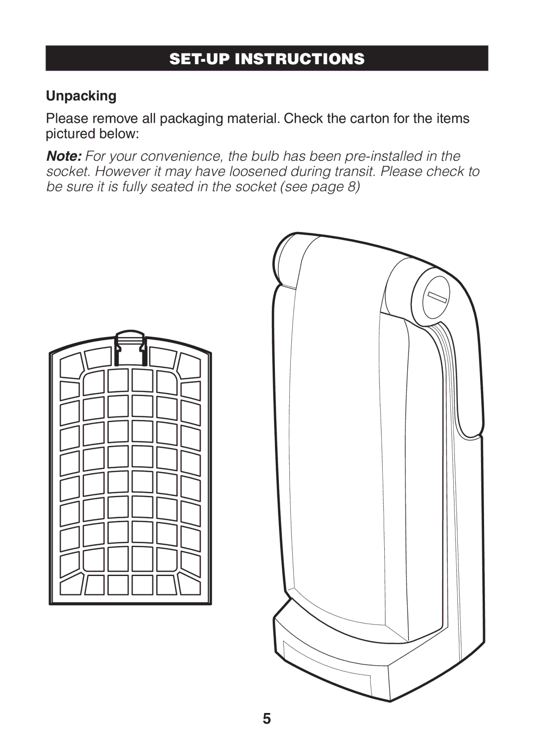 Verilux VP02 manual SET-UP Instructions 