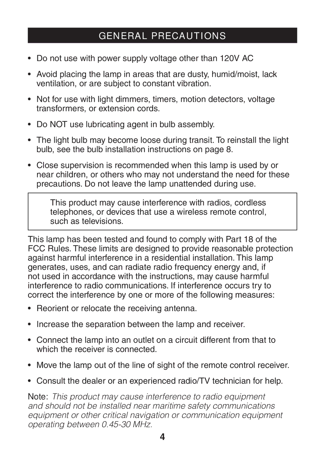 Verilux VP02 manual General Precautions 