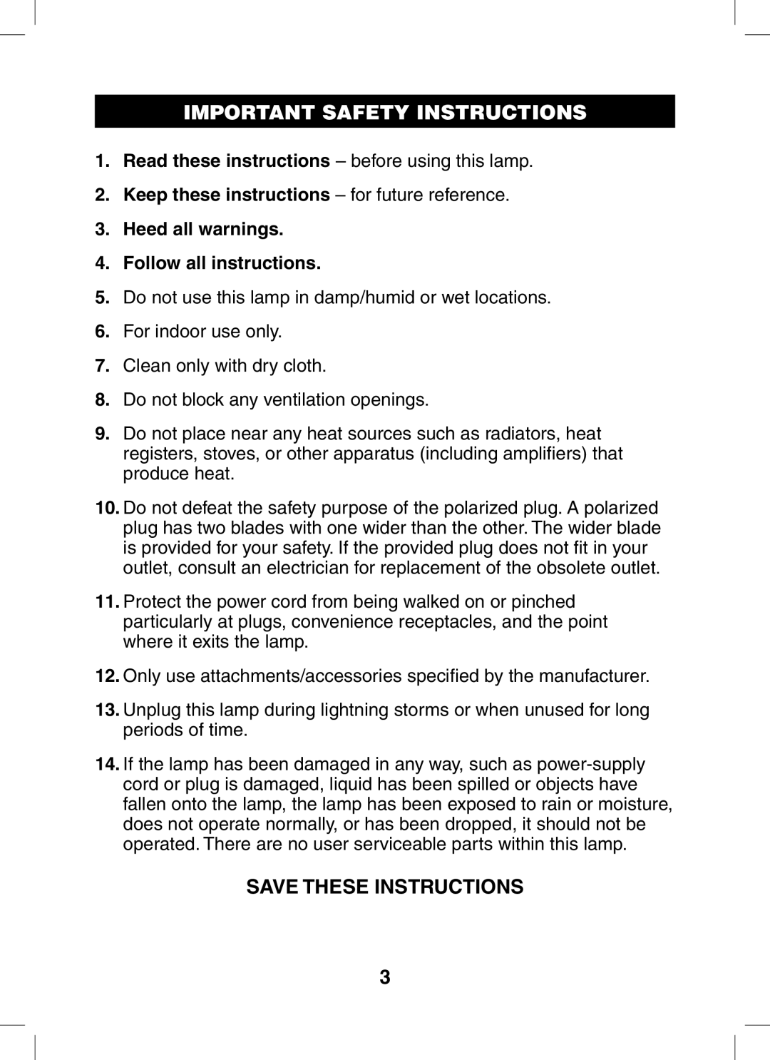 Verilux VT01 manual Read these instructions before using this lamp 