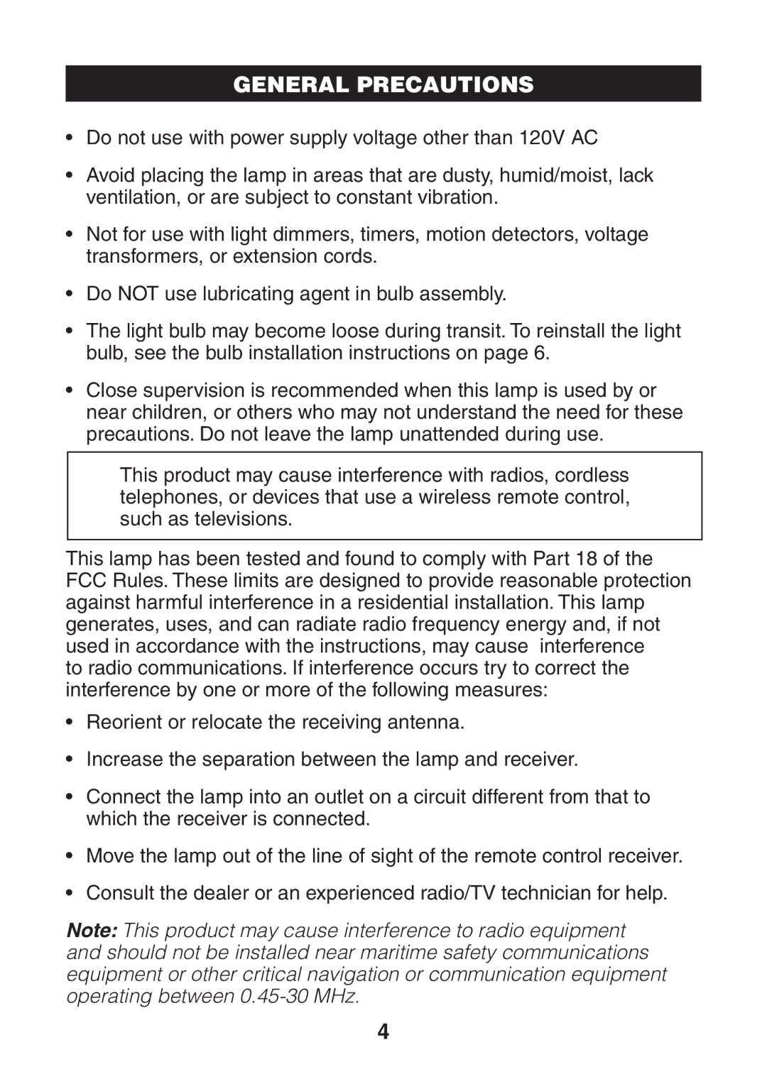 Verilux VT03 manual General Precautions 