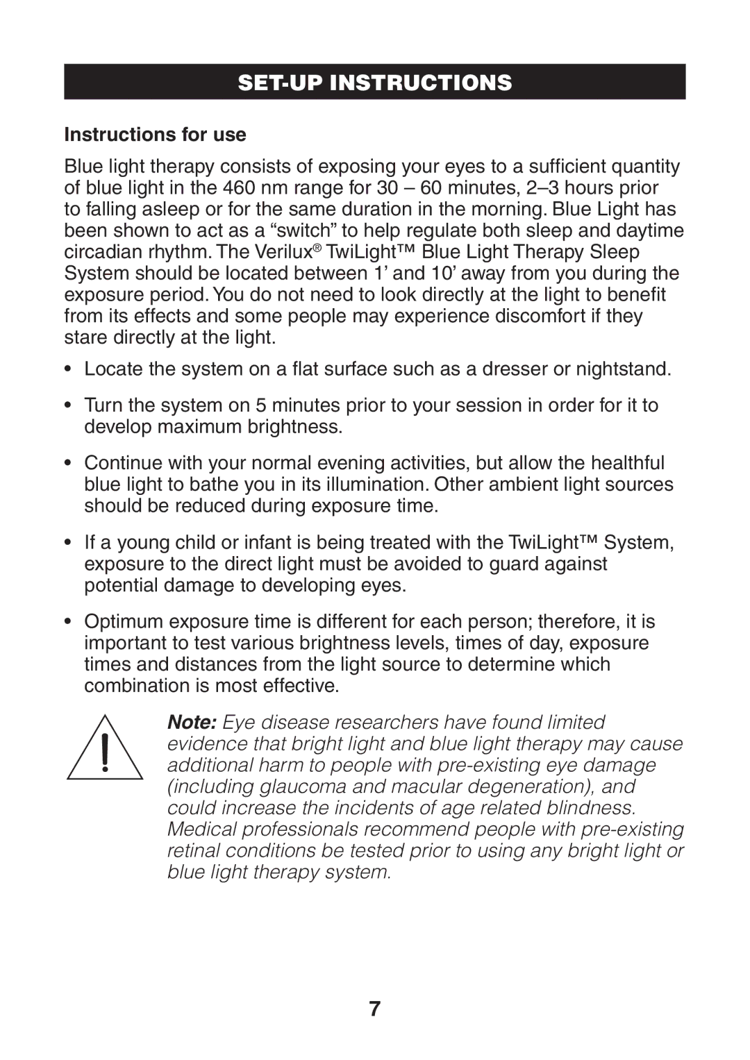 Verilux VT04 manual Instructions for use 