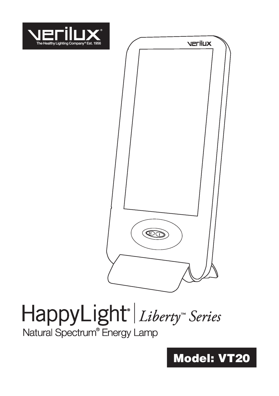 Verilux vt20 manual Liberty Series, Model VT20, Natural Spectrum Energy Lamp 