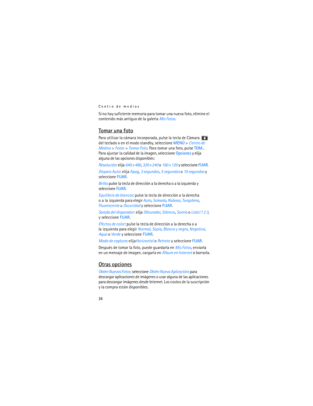 Verizon 2605 manual Tomar una foto, Otras opciones 