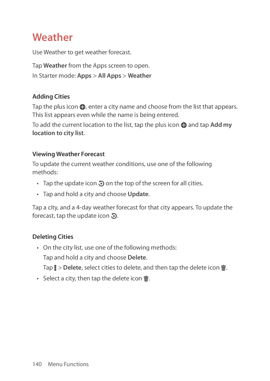 Verizon 5U000692C0A manual Viewing Weather Forecast 