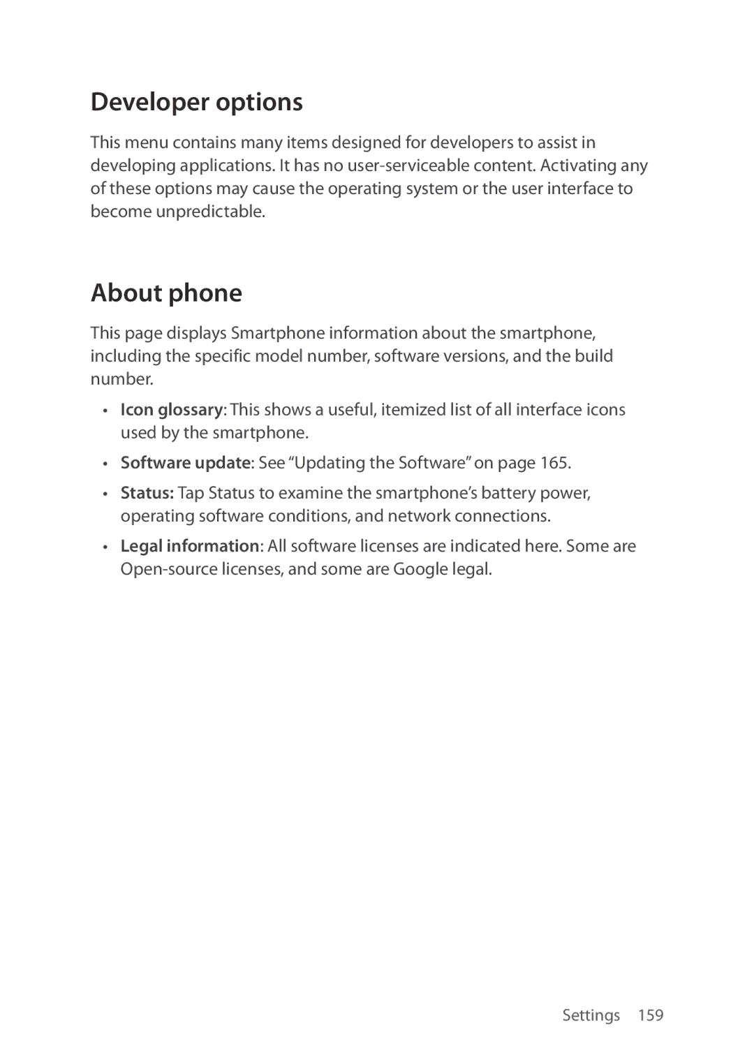 Verizon 5U000692C0A manual Developer options, About phone 