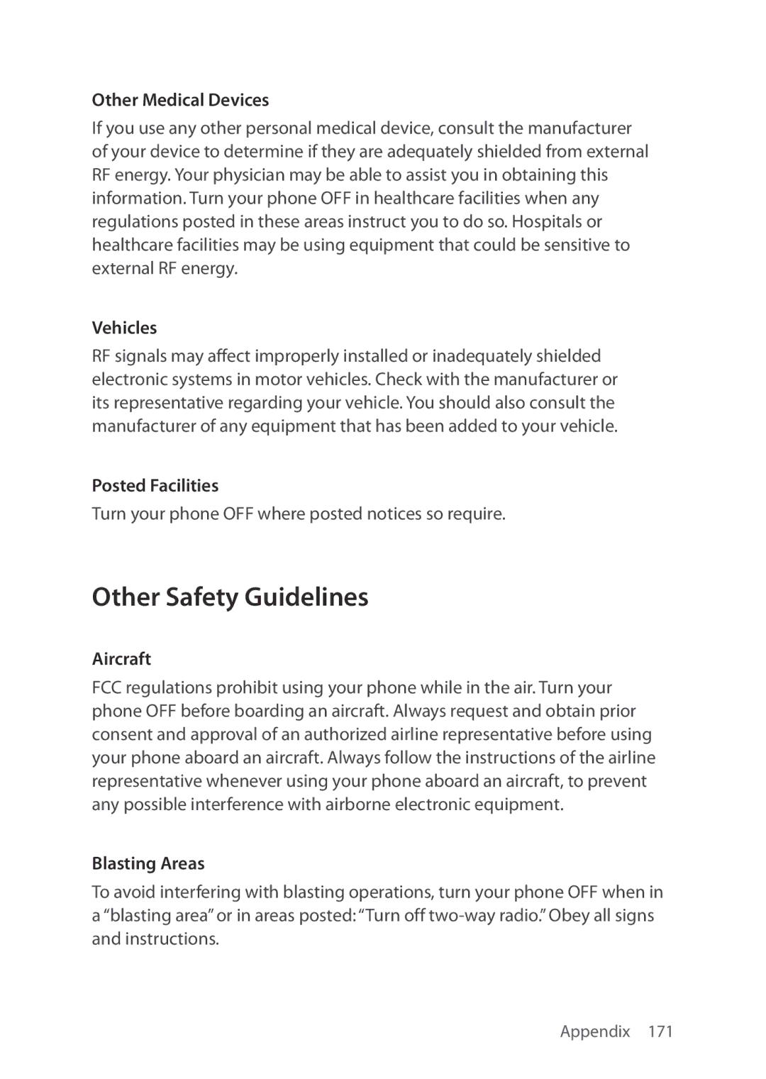 Verizon 5U000692C0A manual Other Safety Guidelines 