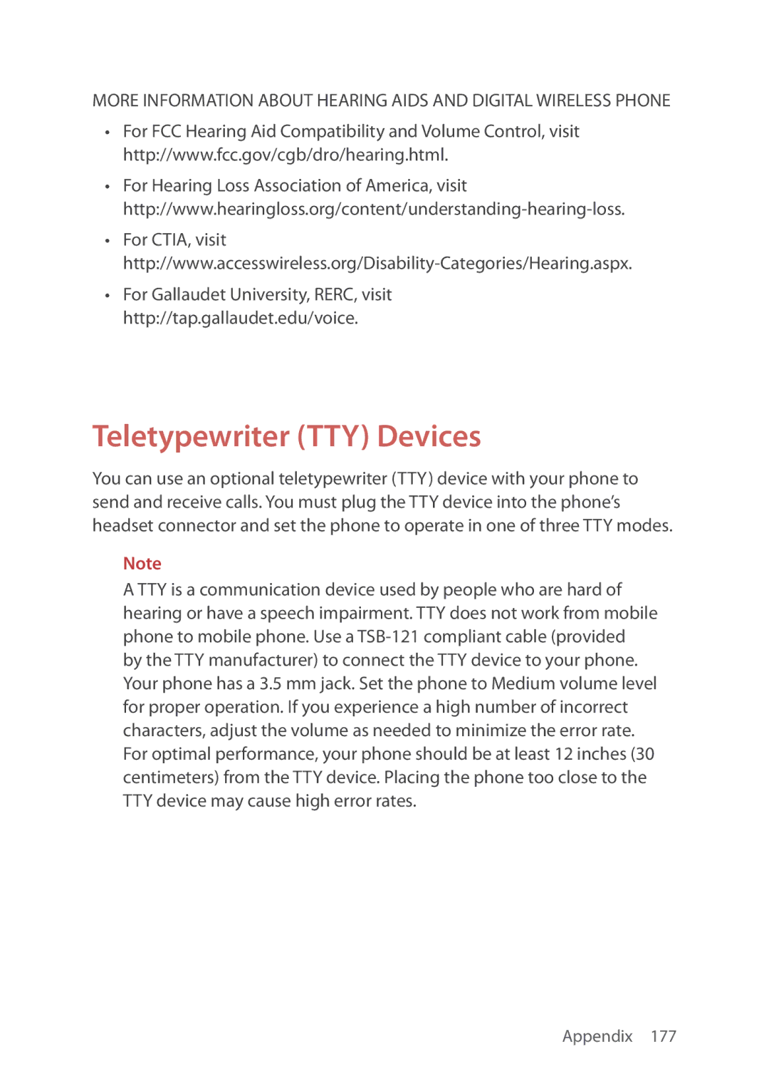 Verizon 5U000692C0A manual Teletypewriter TTY Devices 