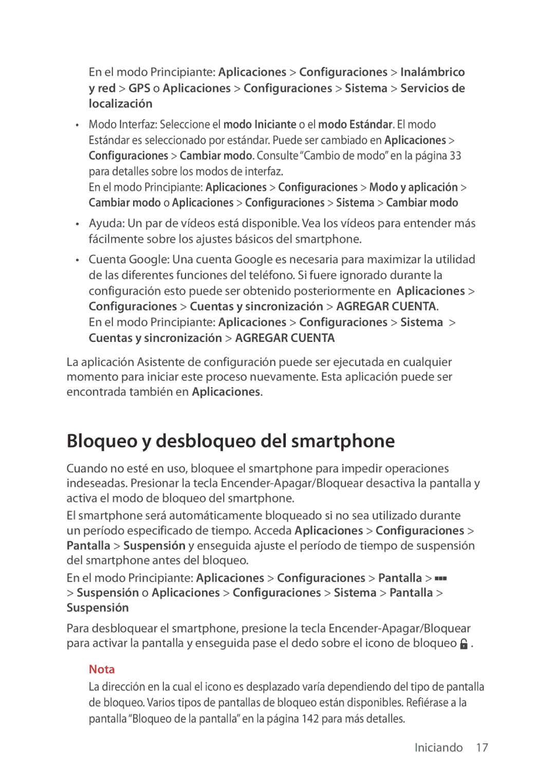 Verizon 5U000692C0A manual Bloqueo y desbloqueo del smartphone, Suspensión 