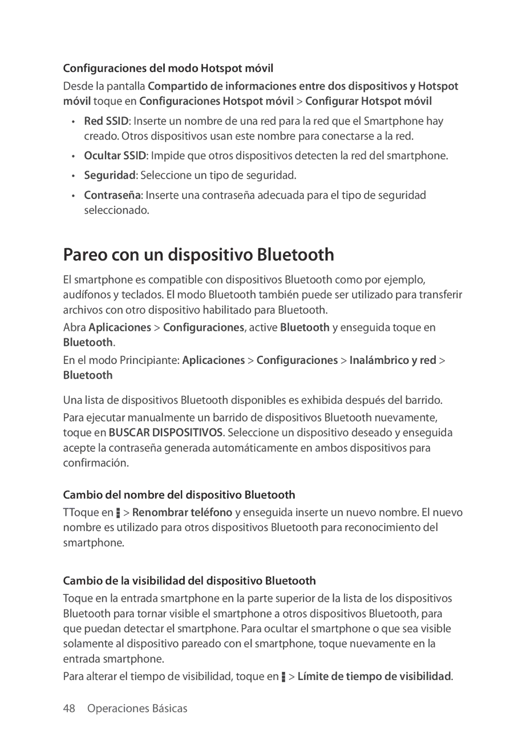 Verizon 5U000692C0A manual Pareo con un dispositivo Bluetooth, Configuraciones del modo Hotspot móvil 