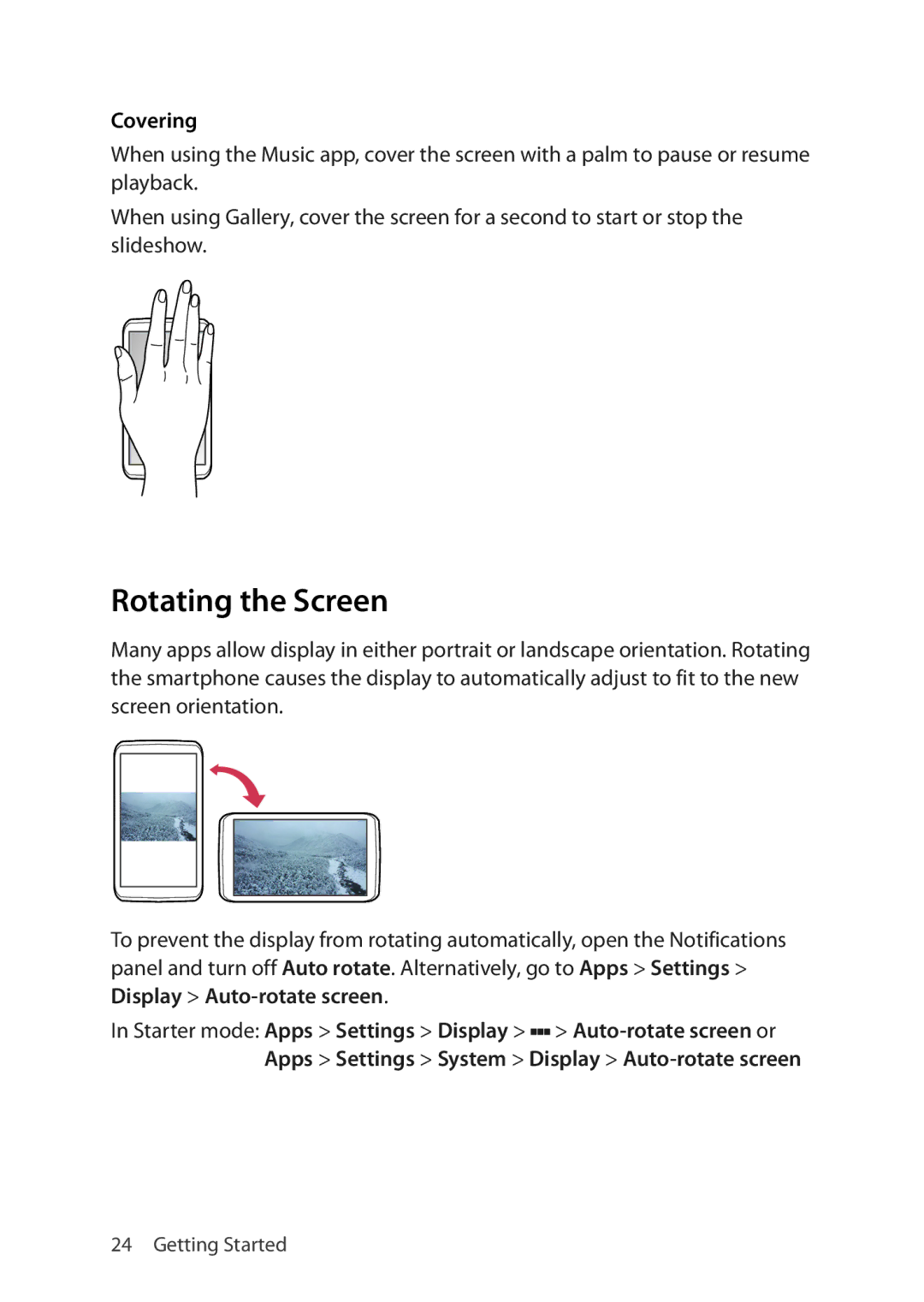 Verizon 5U000692C0A manual Rotating the Screen, Covering 