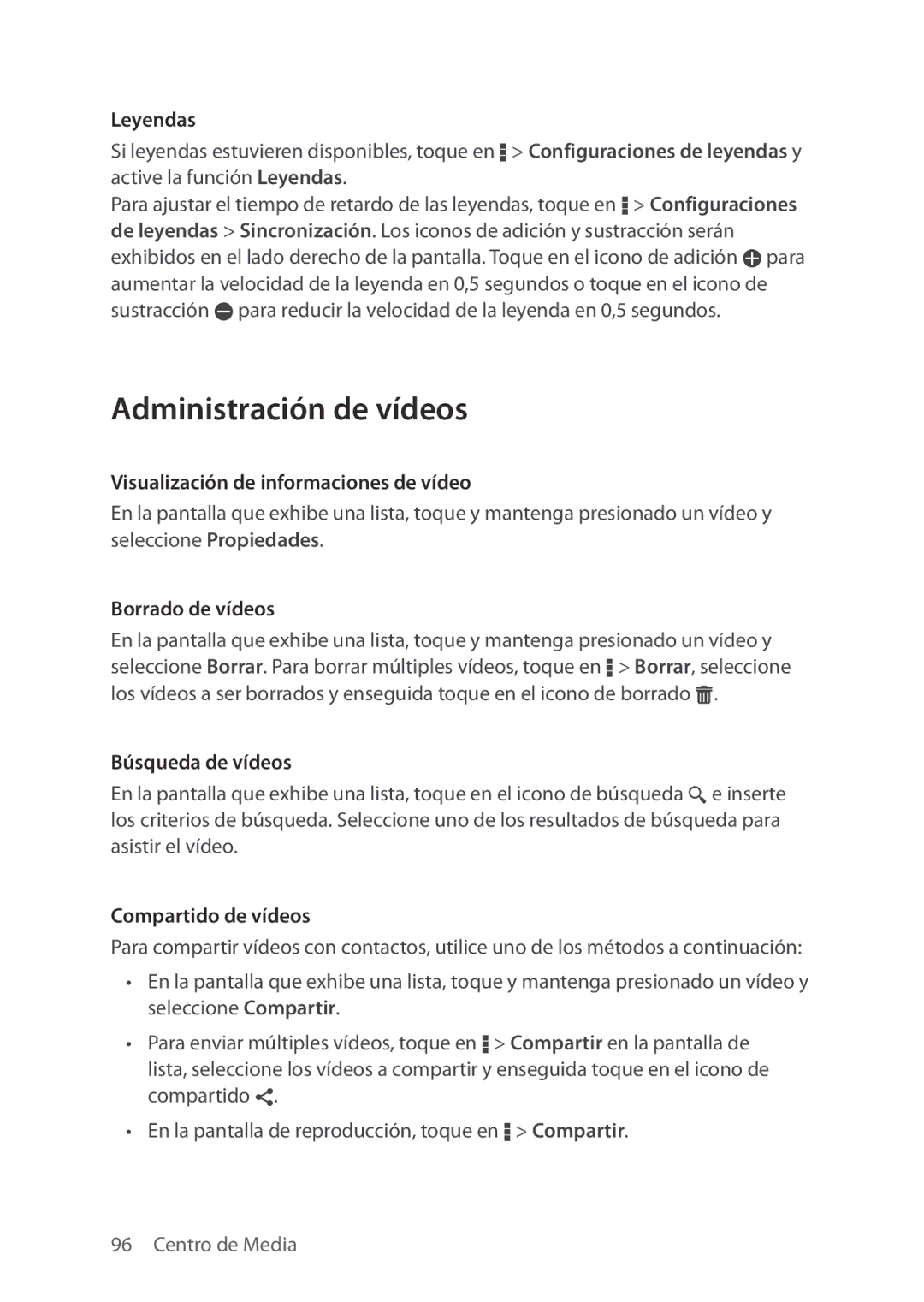 Verizon 5U000692C0A manual Administración de vídeos 