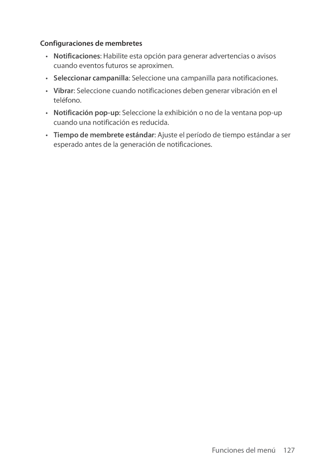 Verizon 5U000692C0A manual Configuraciones de membretes 