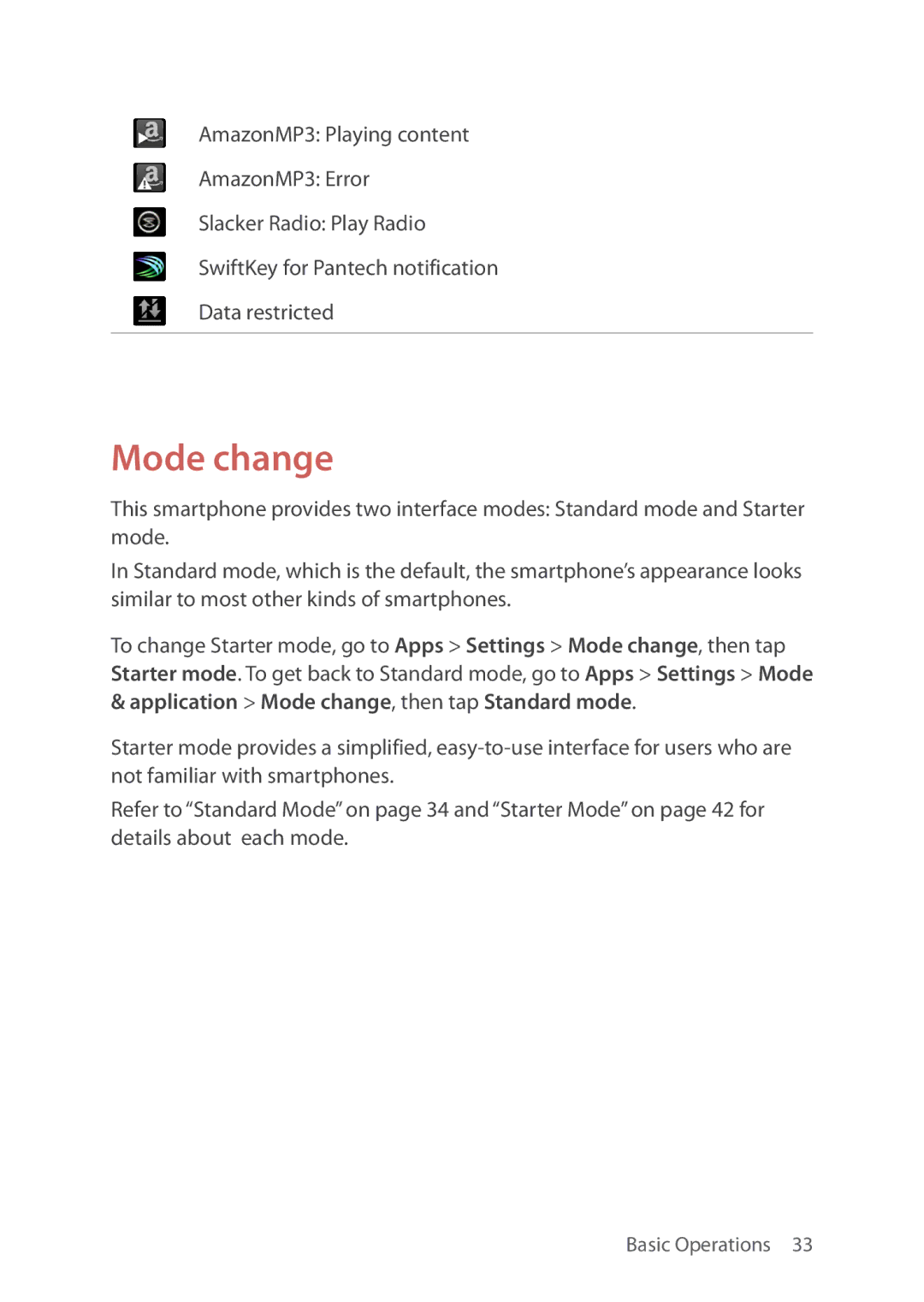 Verizon 5U000692C0A manual Mode change 