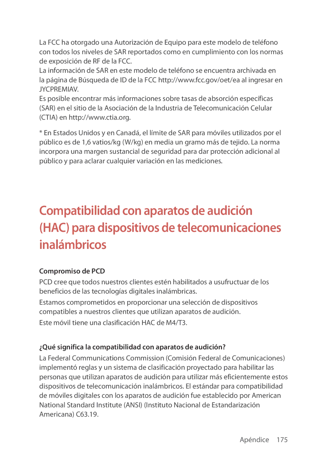 Verizon 5U000692C0A manual Compromiso de PCD, ¿Qué significa la compatibilidad con aparatos de audición? 