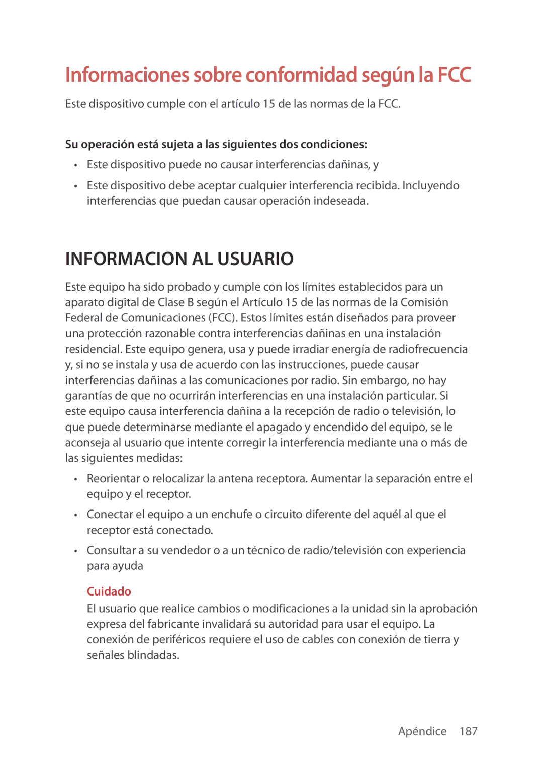 Verizon 5U000692C0A manual Informaciones sobre conformidad según la FCC 