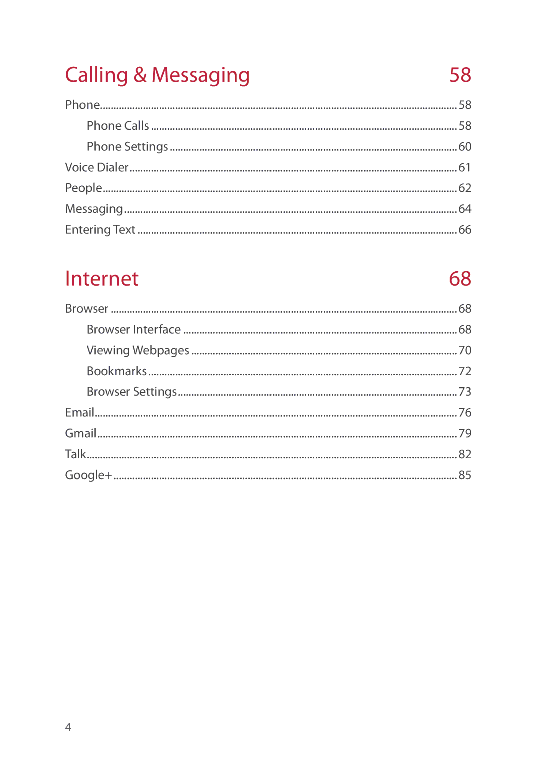 Verizon 5U000692C0A manual Calling & Messaging 