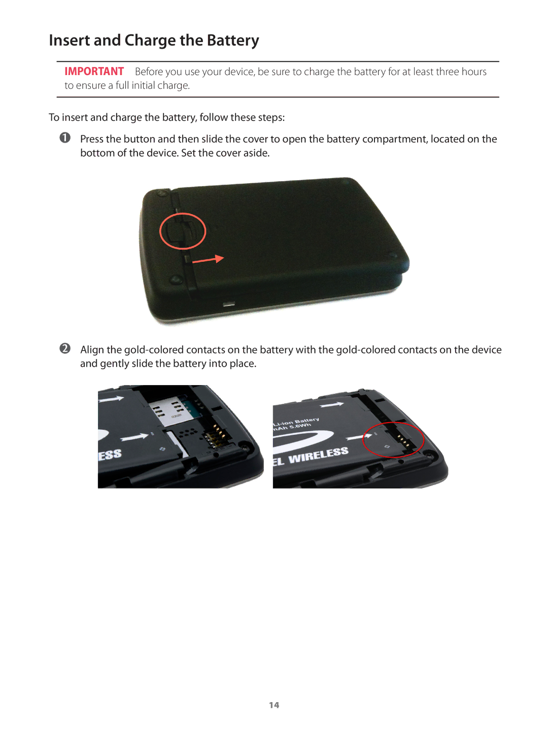 Verizon 649496017989 manual Insert and Charge the Battery 