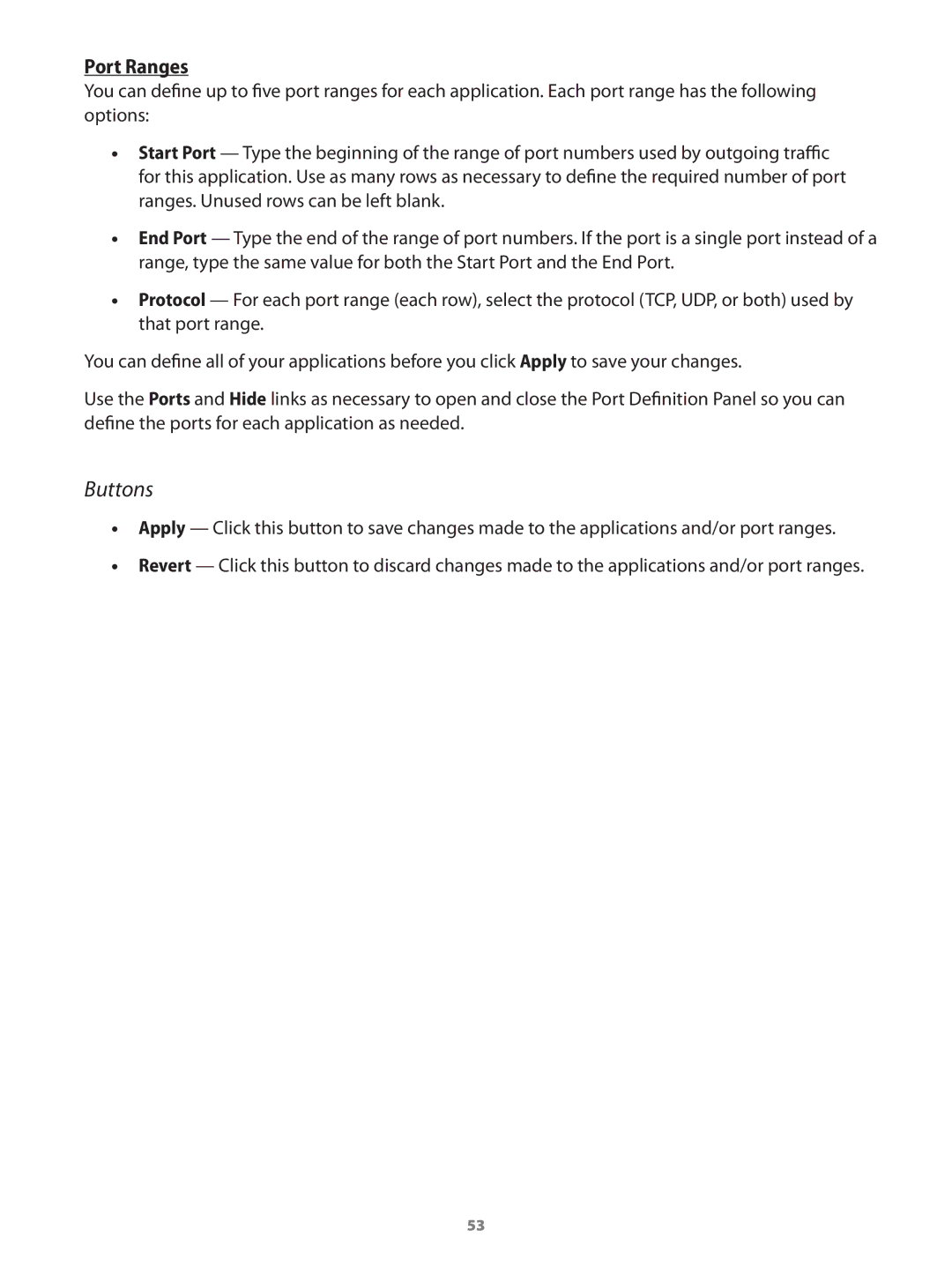 Verizon 649496017989 manual Port Ranges 