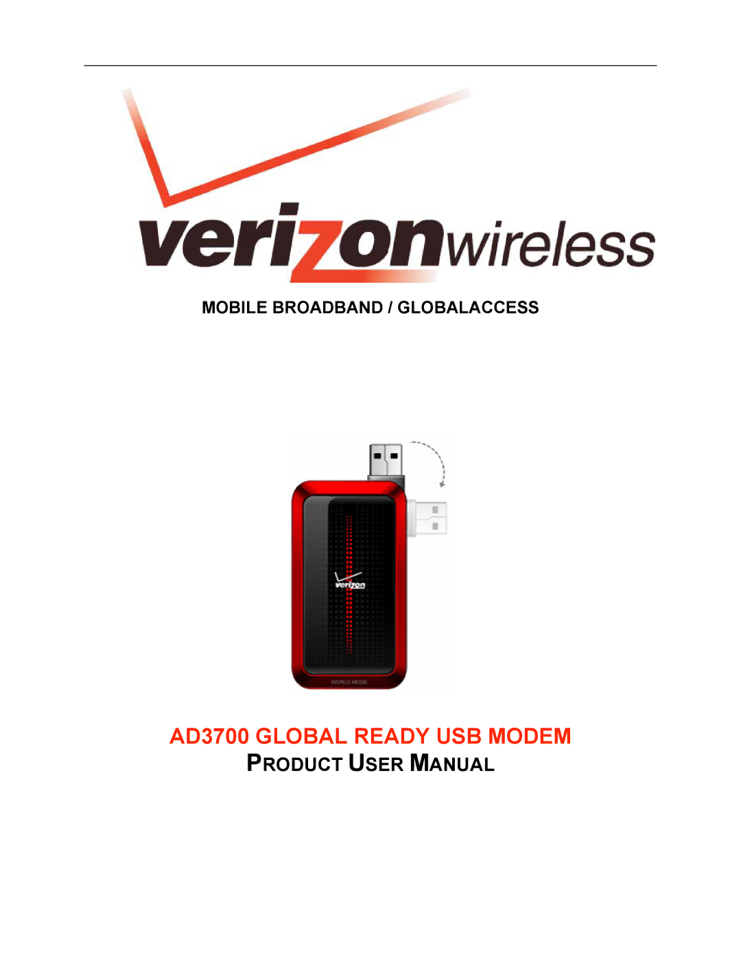 Verizon user manual AD3700 Global Ready USB Modem 