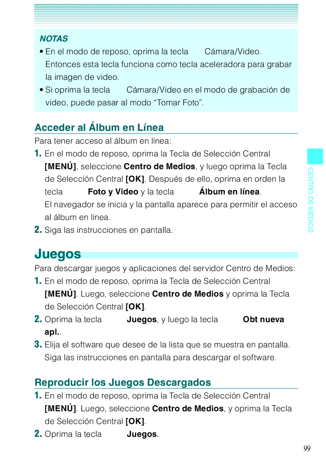 Verizon C751 manual Acceder al Álbum en Línea, Reproducir los Juegos Descargados, Para tener acceso al álbum en línea 