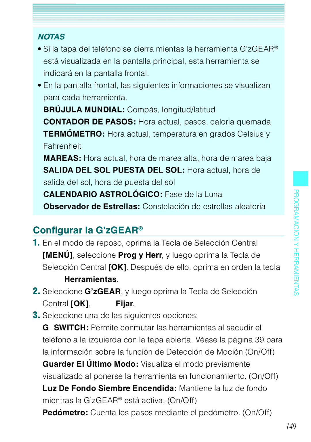 Verizon C751 manual Configurar la G’zGEAR, 149, Observador de Estrellas Constelación de estrellas aleatoria 