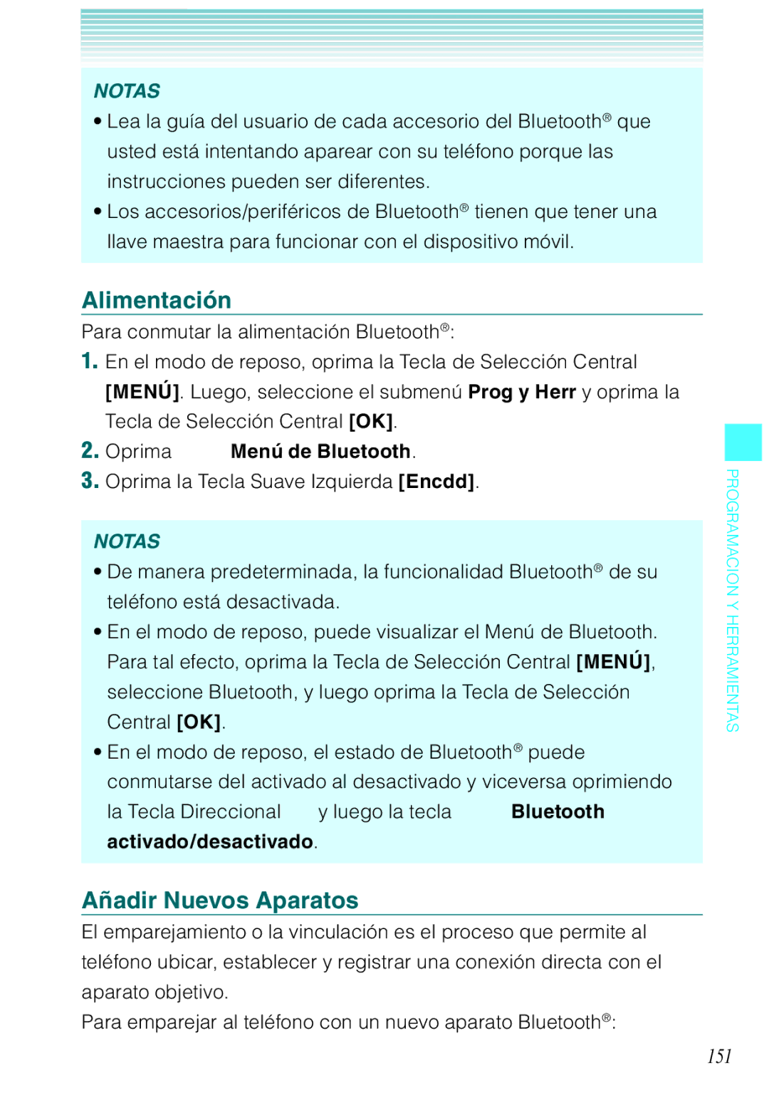 Verizon C751 Alimentación, Añadir Nuevos Aparatos, 151, Oprima Menú de Bluetooth, Oprima la Tecla Suave Izquierda Encdd 