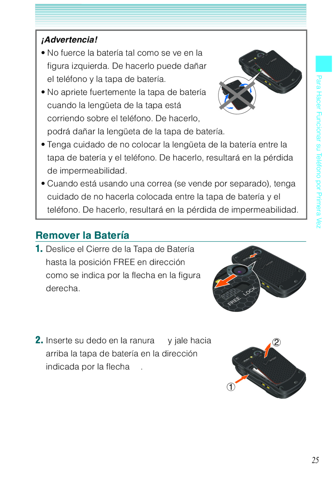 Verizon C751 manual Remover la Batería 