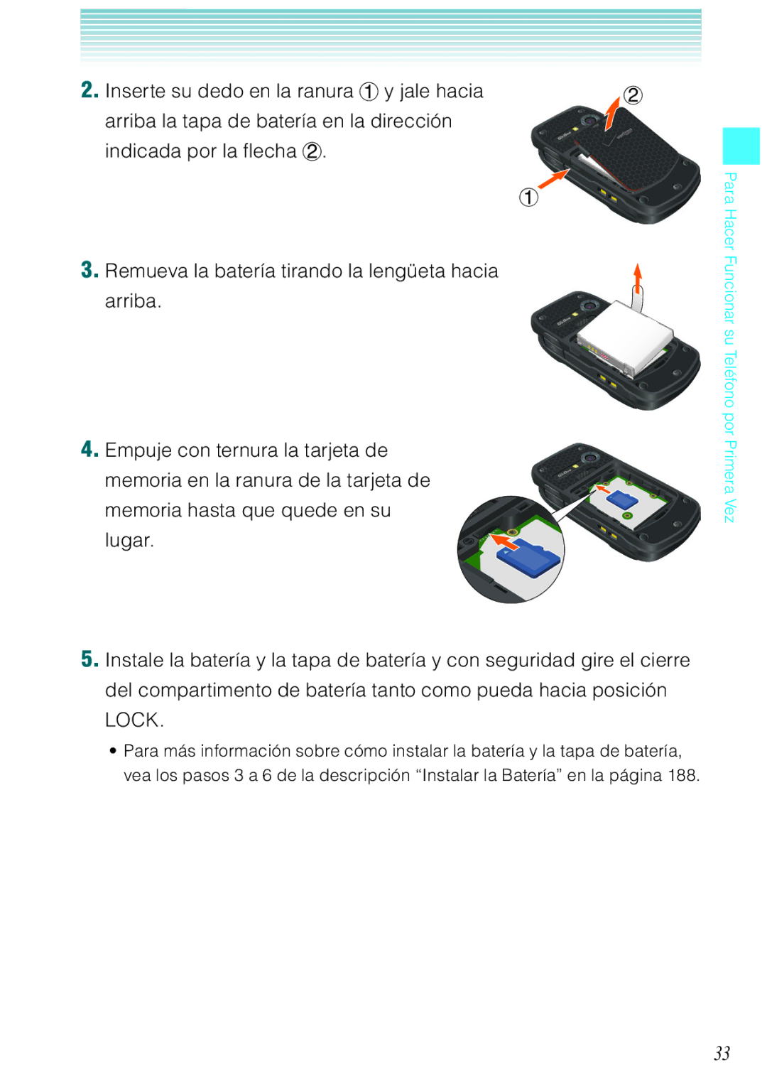 Verizon C751 manual Para Hacer Funcionar su Teléfono por Primera Vez 