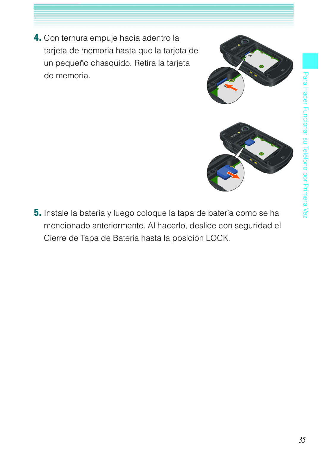 Verizon C751 manual Para Hacer Funcionar su Teléfono por Primera Vez 