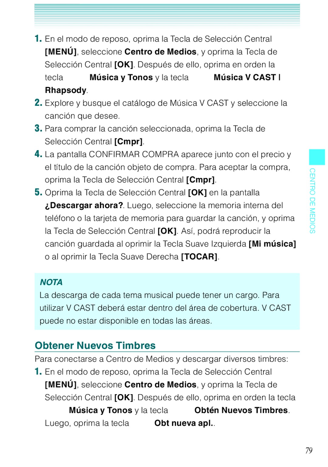 Verizon C751 manual Obtener Nuevos Timbres 