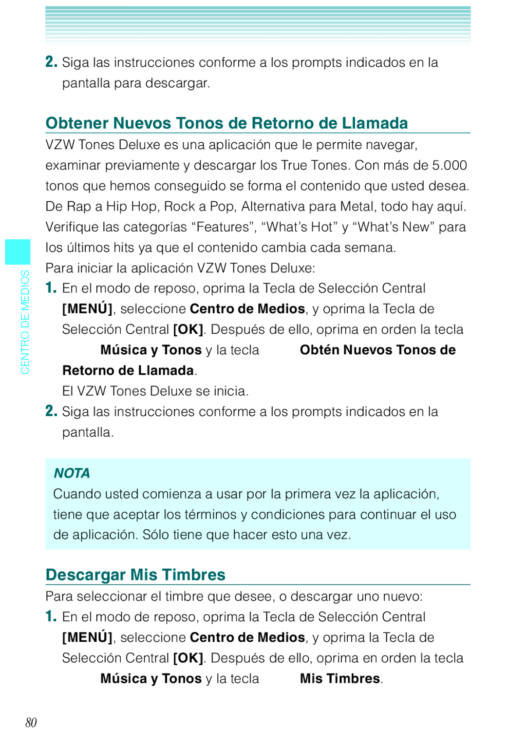 Verizon C751 Obtener Nuevos Tonos de Retorno de Llamada, Descargar Mis Timbres, Música y Tonos y la tecla Mis Timbres 