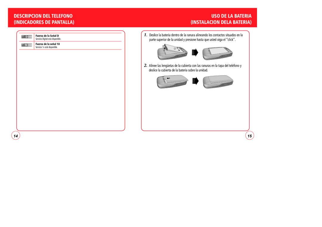 Verizon CDM7076 manual USO DE LA Bateria Instalacion Dela Bateria 