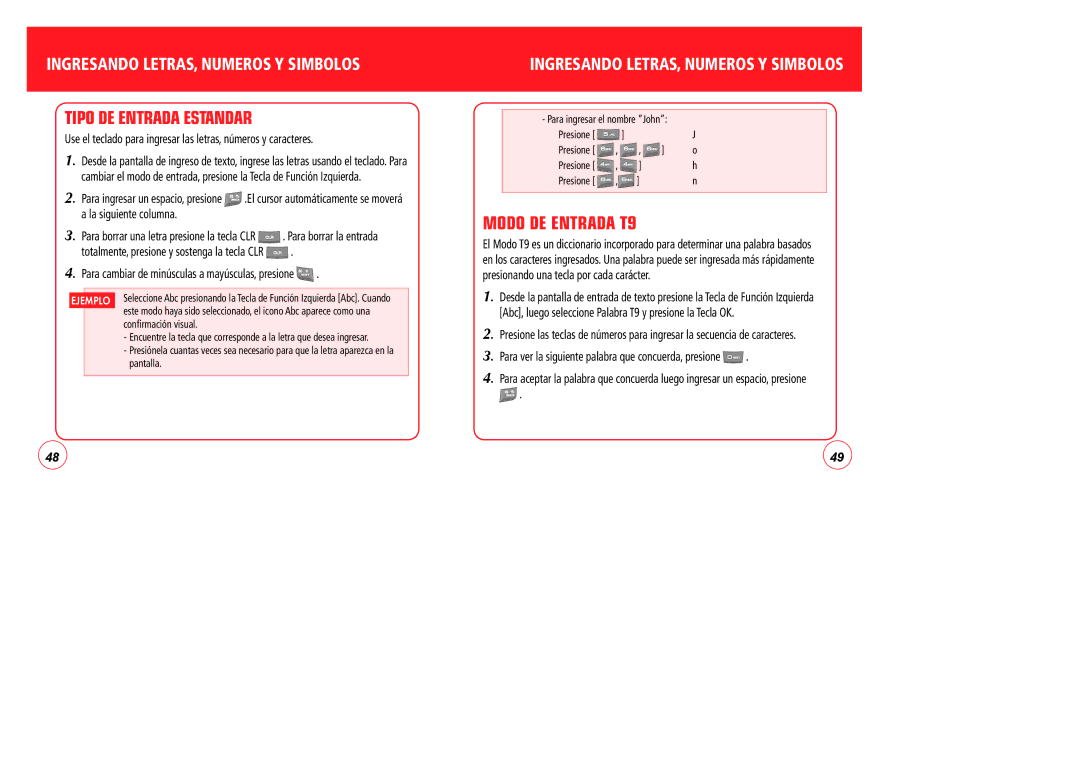 Verizon CDM7076 manual Tipo DE Entrada Estandar, Modo DE Entrada T9 