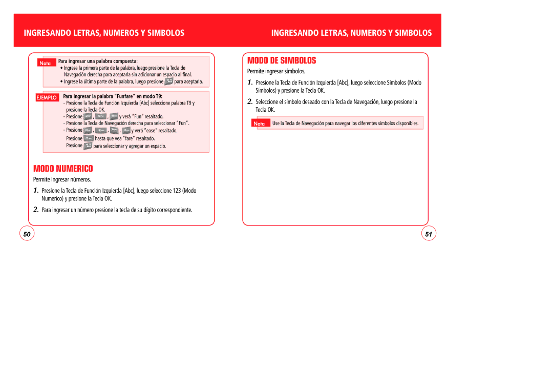 Verizon CDM7076 manual Modo Numerico, Modo DE Simbolos 