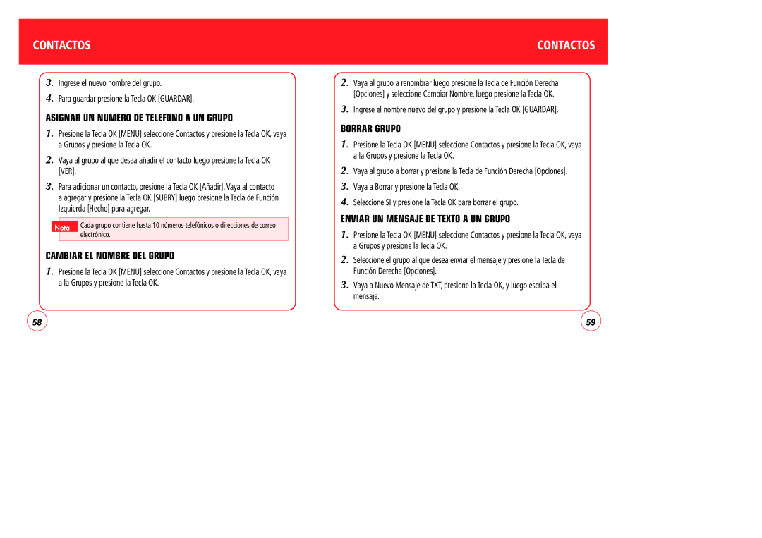 Verizon CDM7076 manual Asignar UN Numero DE Telefono a UN Grupo, Cambiar EL Nombre DEL Grupo, Borrar Grupo 