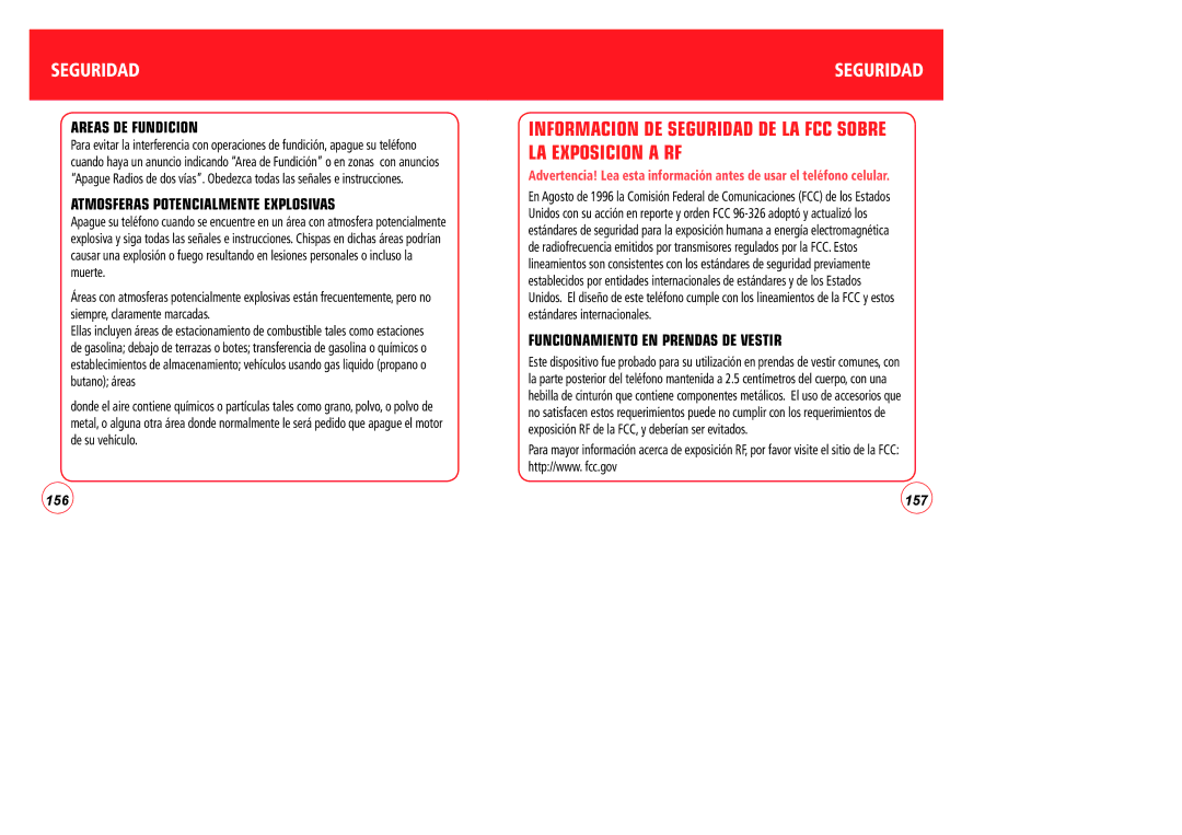 Verizon CDM7076 manual Informacion DE Seguridad DE LA FCC Sobre LA Exposicion a RF, Areas DE Fundicion 