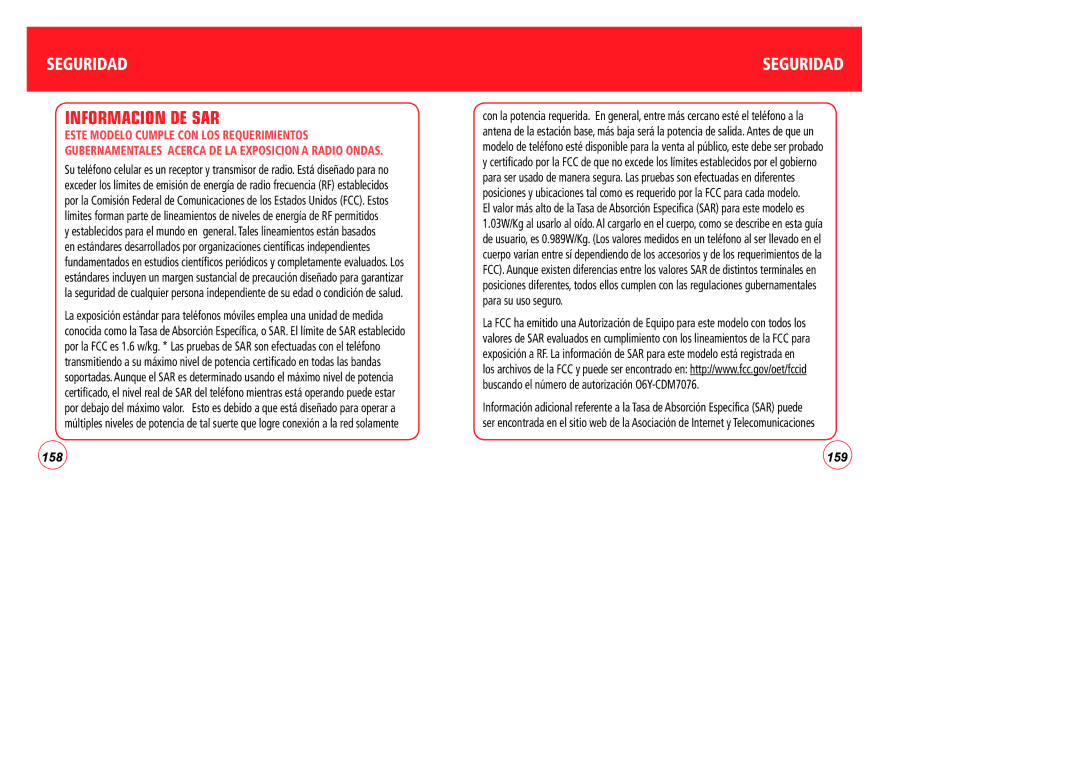 Verizon CDM7076 manual Informacion DE SAR 