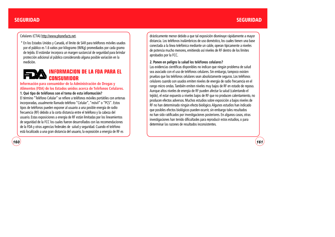 Verizon CDM7076 manual Informacion DE LA FDA Para EL Consumidor, Ponen en peligro la salud los teléfonos celulares? 