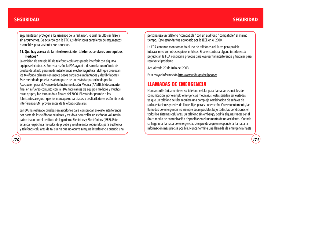 Verizon CDM7076 manual Llamadas DE Emergencia 