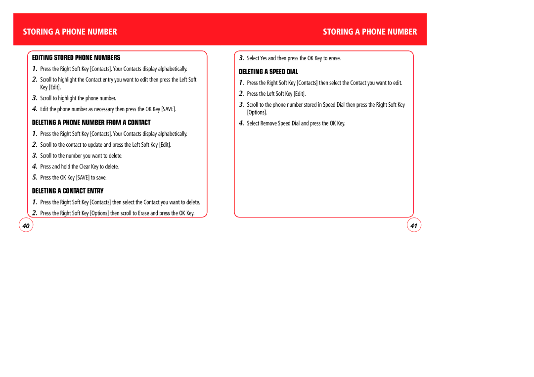 Verizon CDM7076 manual Editing Stored Phone Numbers, Deleting a Phone Number from a Contact, Deleting a Contact Entry 