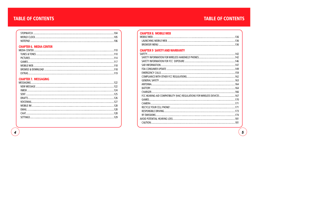 Verizon CDM7076 manual Table of Contents 