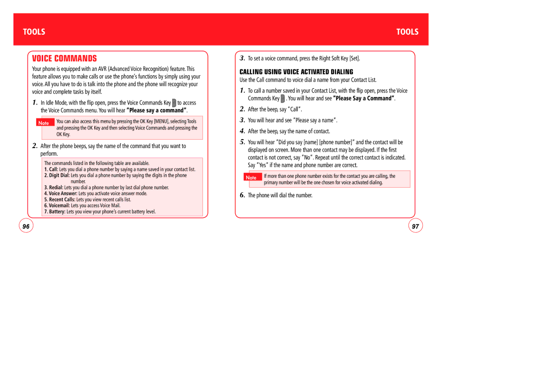 Verizon CDM7076 manual Voice Commands, Calling Using Voice Activated Dialing, Phone will dial the number 