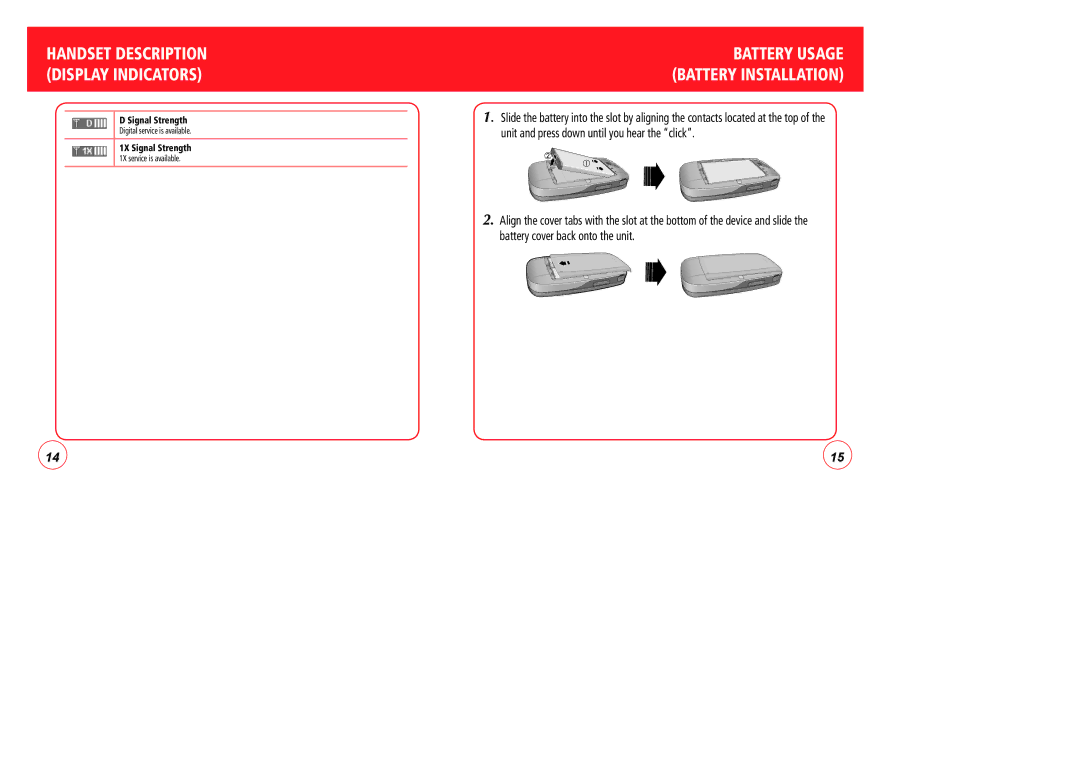 Verizon CDM7076 manual Battery Usage Battery Installation 