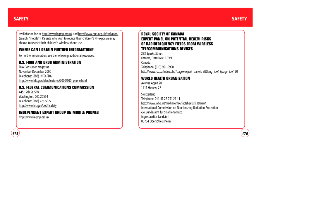 Verizon CDM7076 Where can I Obtain Further INFORMATION?, Food and Drug Administration, Federal Communications Commission 