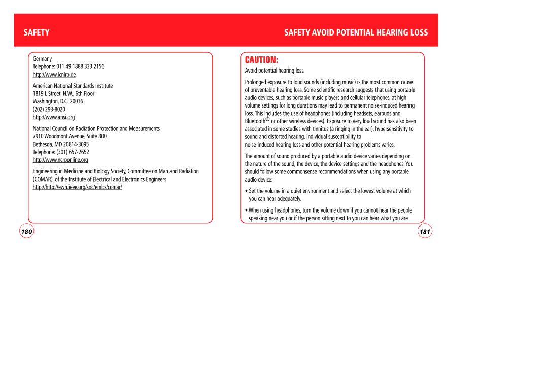 Verizon CDM7076 manual Safety Avoid Potential Hearing Loss, Avoid potential hearing loss 