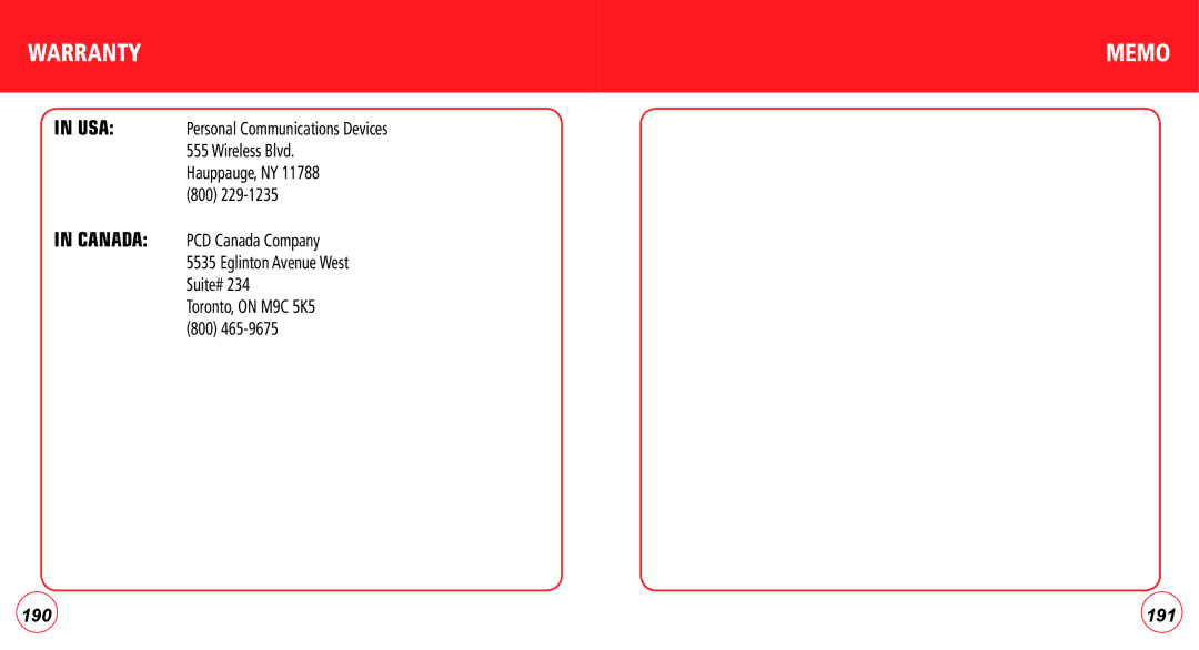 Verizon CDM7076 manual Warranty Memo, Toronto, on M9C 5K5 800 