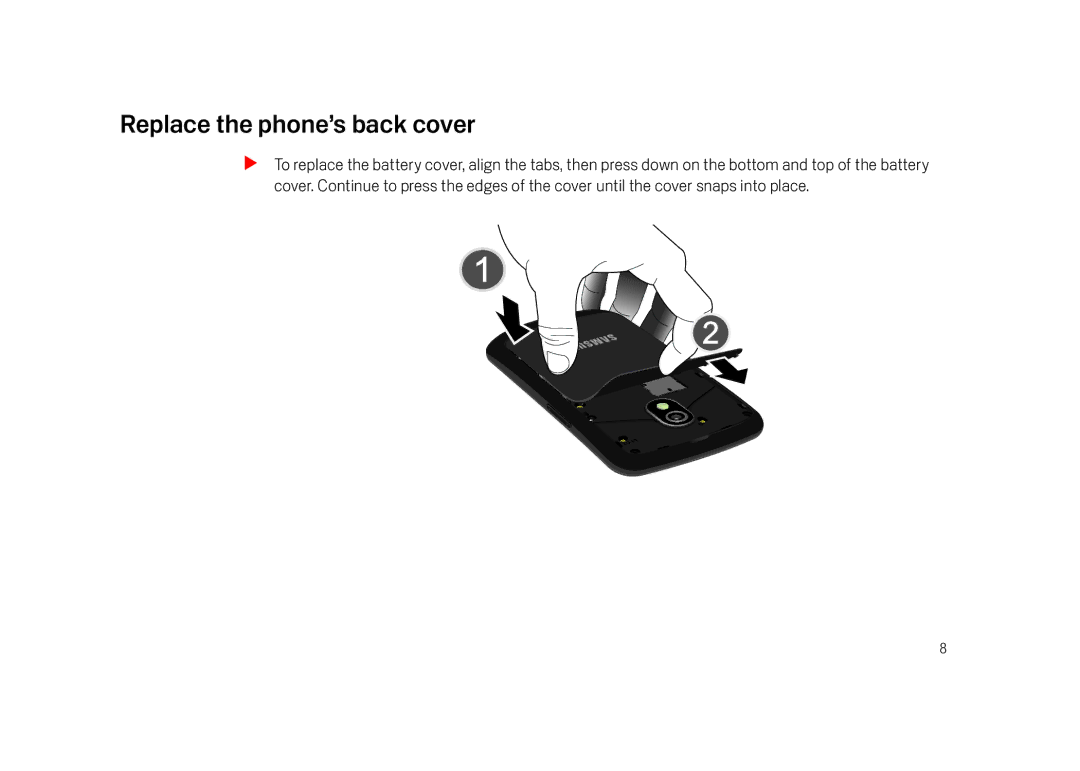 Verizon Cell Phone manual Replace the phone’s back cover 