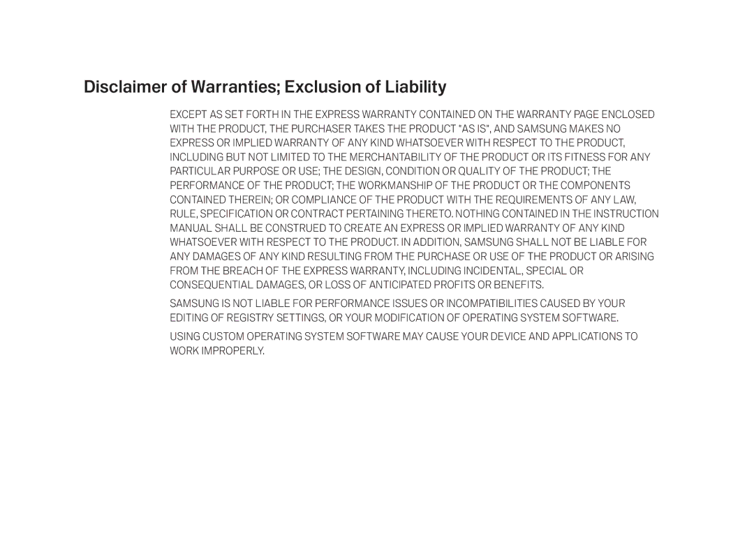 Verizon Cell Phone manual Disclaimer of Warranties Exclusion of Liability 